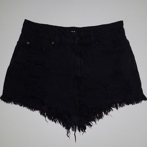 Super High Rise Cheeky Denim Shorts - Black